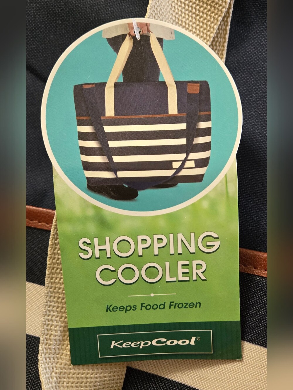 Keep Cool Shopping Cooler Tote Navy & Cream Striped XL Insulated